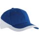 KP045 kétszínű baseball sapka, 6 paneles K-UP, Royal Blue/White-U