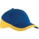 KP045 kétszínű baseball sapka, 6 paneles K-UP, Royal Blue/Yellow-U