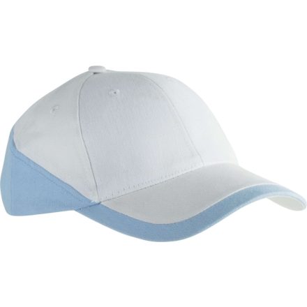 KP045 kétszínű baseball sapka, 6 paneles K-UP, White/Sky Blue-U