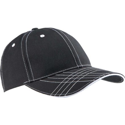 KP109 pamut 6 paneles baseball sapka  K-UP, Black/White-U