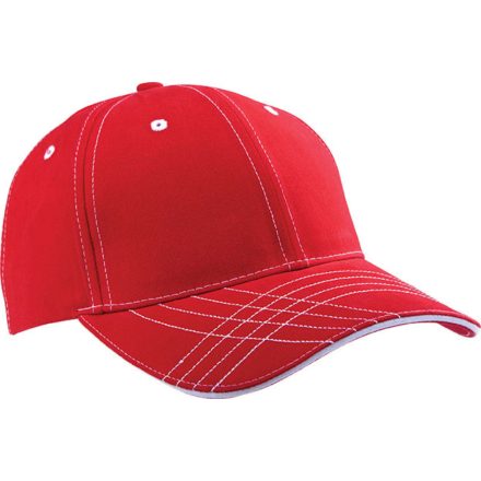 KP109 pamut 6 paneles baseball sapka  K-UP, Red/White-U