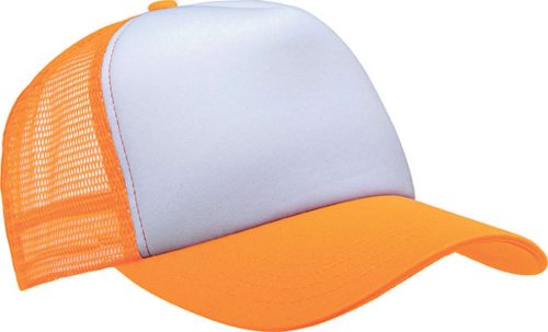 KP111 hálós baseball sapka 5 paneles K-UP, White/Fluorescent Orange-U