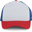 KP111 hálós baseball sapka 5 paneles K-UP, White/French Red/Reflex Blue-U