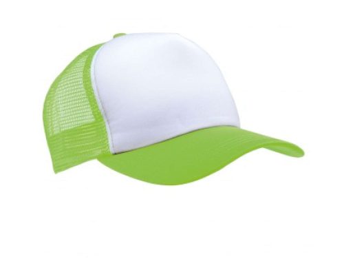 KP111 hálós baseball sapka 5 paneles K-UP, White/Lime-U