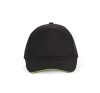 KP124 SANDWICH baseball sapka 5 paneles, pamut twill anyagból K-UP, Black/Lime-U