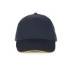 KP124 SANDWICH baseball sapka 5 paneles, pamut twill anyagból K-UP, Navy/Yellow-U