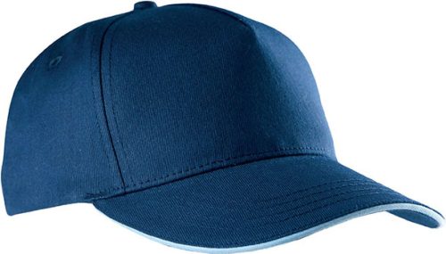 KP130 tépőzáras öt paneles pamut baseball sapka K-UP, Navy/Sky Blue-U