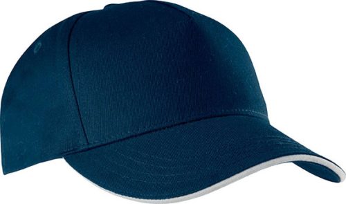 KP130 tépőzáras öt paneles pamut baseball sapka K-UP, Navy/White-U