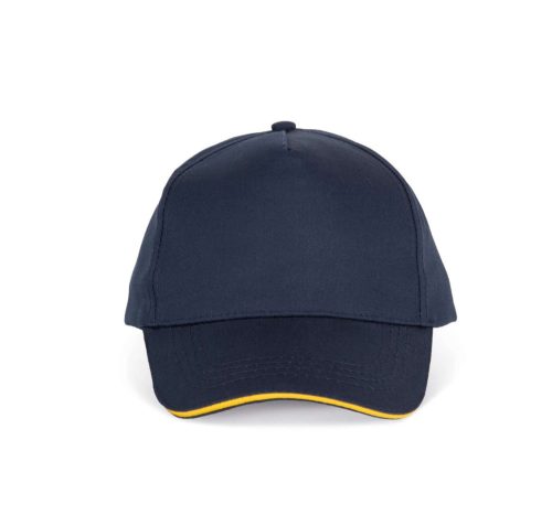 KP130 tépőzáras öt paneles pamut baseball sapka K-UP, Navy/Yellow-U