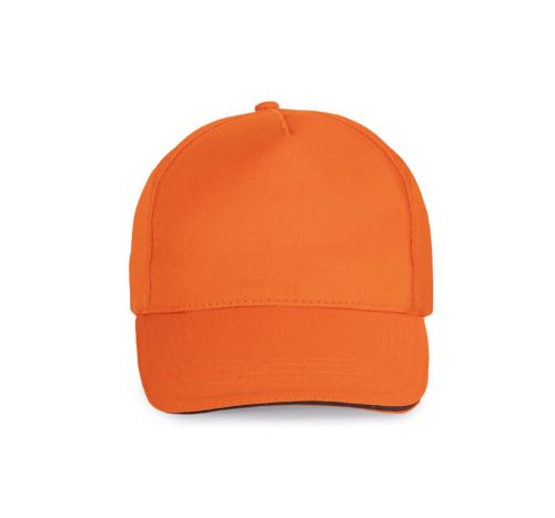 KP130 tépőzáras öt paneles pamut baseball sapka K-UP, Orange/Dark Grey-U