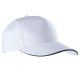 KP130 tépőzáras öt paneles pamut baseball sapka K-UP, White/Navy-U