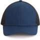 KP142 ívelt ellenzős 6 paneles hálós baseball sapka K-UP, Light Navy Heather/Dark Grey-U