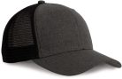 KP142 ívelt ellenzős 6 paneles hálós baseball sapka K-UP, Steel Grey Heather/Black-U