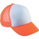 KP143 gyerek, hálós baseball sapka 5 paneles K-UP, White/Fluorescent Orange-U