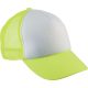 KP143 gyerek, hálós baseball sapka 5 paneles K-UP, White/Fluorescent Yellow-U