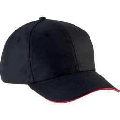   KP153 szendvics ellenzős 6 paneles baseball sapka K-UP, Black/Red-U