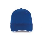 KP153 szendvics ellenzős 6 paneles baseball sapka K-UP, Royal Blue/White-U