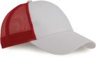 KP158 hálós baseball sapka hat paneles, poliészter K-UP, White/Red-U