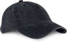 KP165 vintage hatású 6 paneles pamut baseball sapka K-UP, Black Washed-U