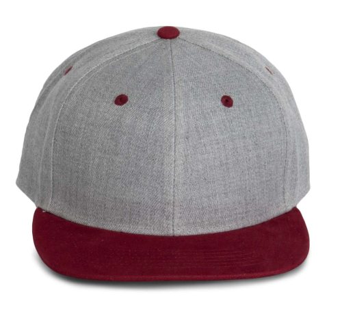 KP166 hip-hop stílusú snapback 6 paneles baseball sapka K-UP, Light Grey Heather/Dark Chili Red-U