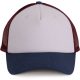 KP170 hálós baseball sapka 5 panellel, műanyag csattal K-UP, White/Indigo/Wine-U