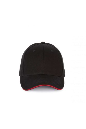 KP185 hat paneles baseball sapka szendvics ellenzővel K-UP, Black/Red-U