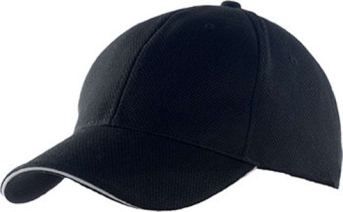 KP207 kontrasztos szendvics ellenzős 6 paneles baseball sapka K-UP, Black/Grey-U