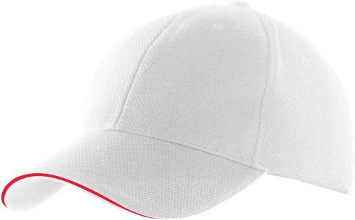 KP207 kontrasztos szendvics ellenzős 6 paneles baseball sapka K-UP, White/Red-U