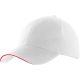 KP207 kontrasztos szendvics ellenzős 6 paneles baseball sapka K-UP, White/Red-U