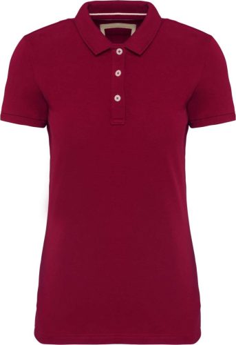 Női vitage hatású galléros piké póló, Kariban KV2207, Vintage Dark Red-L