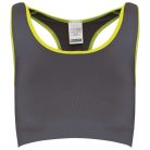 PA001 Női sztreccs sporthátu top Proact, Storm Grey/Fluorescent Yellow-XS/S