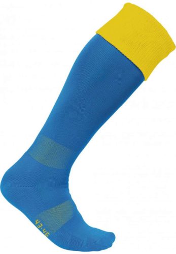 PA0300 hosszú szárú sportzokni kontrasztos színű felsö résszel Proact, Sporty Royal Blue/Sporty Yellow-27/30