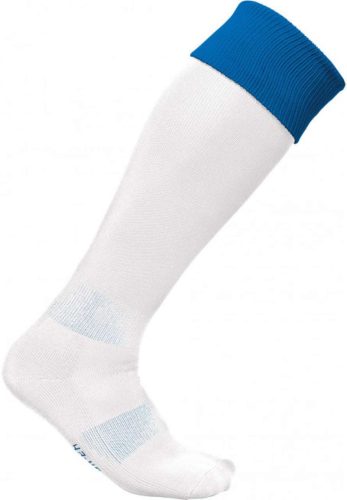 PA0300 hosszú szárú sportzokni kontrasztos színű felsö résszel Proact, White/Sporty Royal Blue-27/30