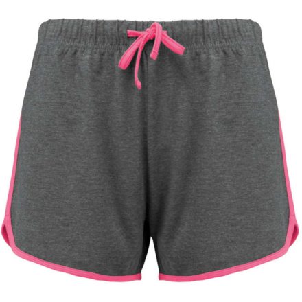 PA1021 pamut Női sport rövidnadrág Proact, Grey Heather/Fluorescent Pink-2XL