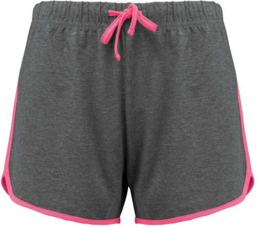 PA1021 pamut Női sport rövidnadrág Proact, Grey Heather/Fluorescent Pink-M