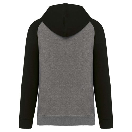 PA369 kétszínű raglán ujjú kapucnis pulóver Proact, Grey Heather/Black-2XL