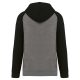 PA369 kétszínű raglán ujjú kapucnis pulóver Proact, Grey Heather/Black-2XL