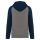 PA369 kétszínű raglán ujjú kapucnis pulóver Proact, Grey Heather/Sporty Navy-3XL