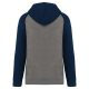 PA369 kétszínű raglán ujjú kapucnis pulóver Proact, Grey Heather/Sporty Navy-3XL