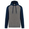 PA369 kétszínű raglán ujjú kapucnis pulóver Proact, Grey Heather/Sporty Navy-3XL