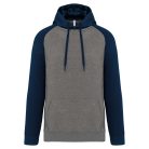 PA369 kétszínű raglán ujjú kapucnis pulóver Proact, Grey Heather/Sporty Navy-L