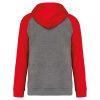 PA369 kétszínű raglán ujjú kapucnis pulóver Proact, Grey Heather/Sporty Red-2XL