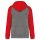 PA369 kétszínű raglán ujjú kapucnis pulóver Proact, Grey Heather/Sporty Red-3XL