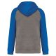 PA369 kétszínű raglán ujjú kapucnis pulóver Proact, Grey Heather/Sporty Royal Blue-3XL