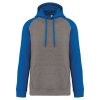 PA369 kétszínű raglán ujjú kapucnis pulóver Proact, Grey Heather/Sporty Royal Blue-3XL