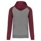 PA369 kétszínű raglán ujjú kapucnis pulóver Proact, Grey Heather/Wine Heather-3XL