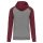 PA369 kétszínű raglán ujjú kapucnis pulóver Proact, Grey Heather/Wine Heather-XS