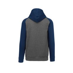   PA370 gyerek kapucnis pulóver, kétszínű raglán ujjú Proact, Grey Heather/Sporty Navy-6/8