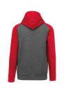 PA370 gyerek kapucnis pulóver, kétszínű raglán ujjú Proact, Grey Heather/Sporty Red-12/14