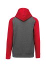 PA370 gyerek kapucnis pulóver, kétszínű raglán ujjú Proact, Grey Heather/Sporty Red-6/8